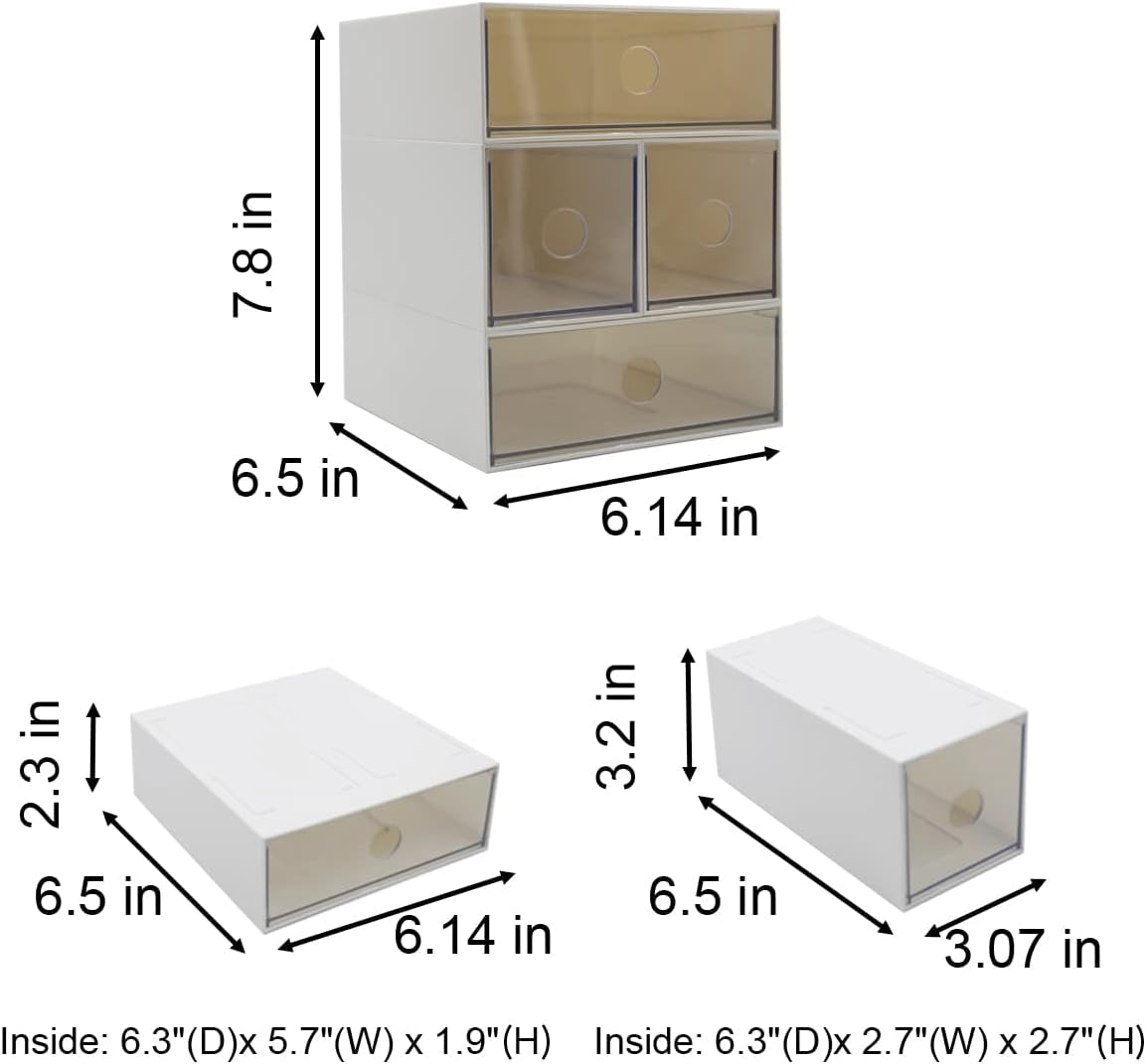 Desk Drawers Changeable Combination Plastic 4 Drawers Cube Storage Organizer for Office Supplies, Pens and Pencil, Comestic Stuff - Image 3